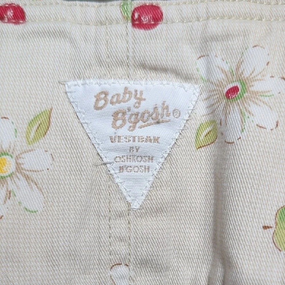 Vintage 90's OshKosh Apple Orchard Cherry‎ Daisy Baby Overalls 6-9 Months RARE